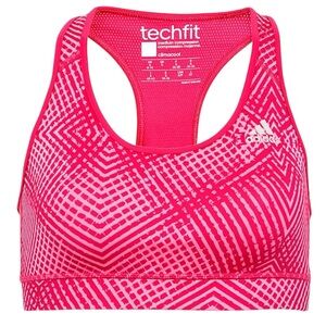 ADIDAS Techfit Pixel Geo Cool Rosa Sports Bra Hot Pink Size Small